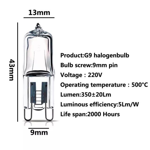 20X G9 Halogen Bulbs ECO 25W 40W 50W 60W Clear Capsule Replaced Warm White 220V 3