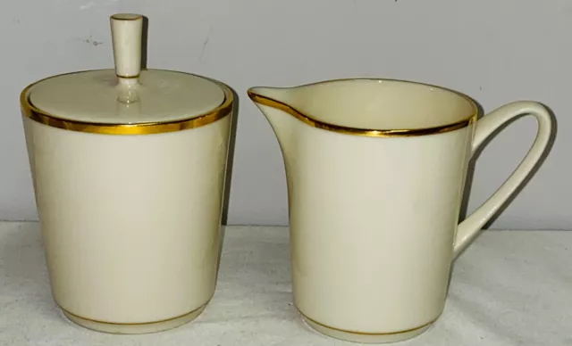 Lenox REVERIE GOLD TRIM 3 1/2" CREAMER & SUGAR W/LID