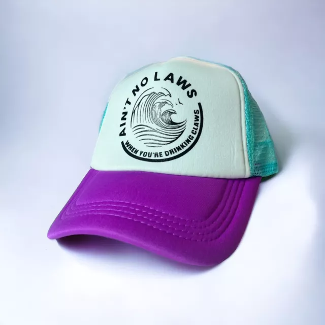 White Claw Hat Trucker Hat Snap-Back Promo Seltzer Beer Cap Purple Aqua Blue NWT