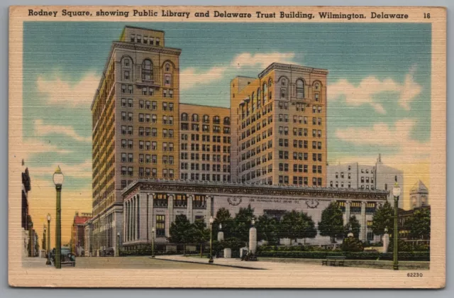 Wilmington DE Rodney Square c1940s Delaware Trust Building Public Library