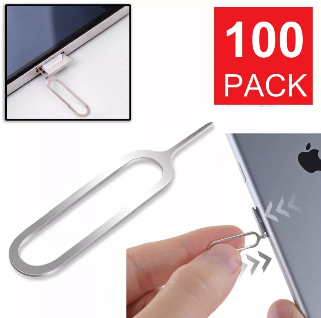 100-Pack Sim Card Tray Removal Ejector Pin Tool for iPhone Samsung Mobile Phones