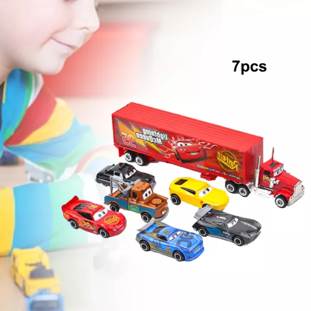 7pcs Cars 2 Lightning McQueen Racer Car&Mack Truck Kids Toy Collection Set Gifts