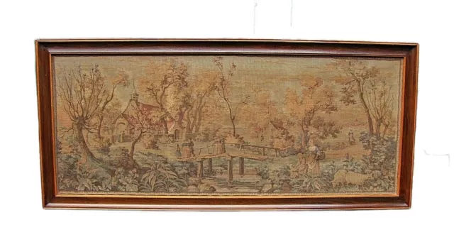 Antique French Large Framed Aubusson Tapestry 19th Century.