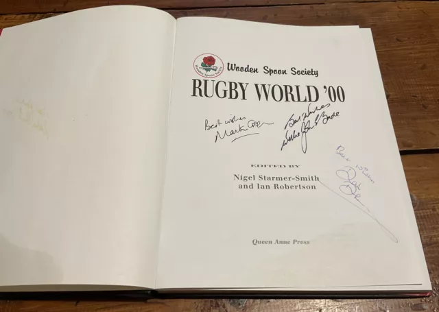 SIGNED x3 Wooden Spoon Society Rugby World 2000 Book Martin Green Willie McBride