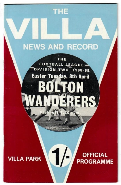 ASTON VILLA V Bolton Wanderers 196869 Division Two Football