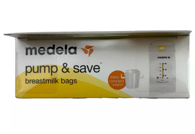 Medela Pump & Save Breastmilk Bags 20ct and 2 Adapters Storage NIB USA AUTHENTIC 3