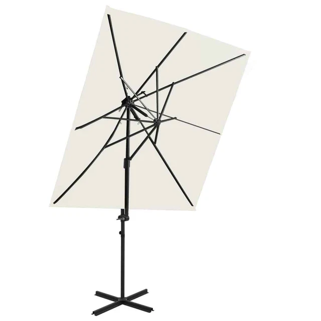Ombrellone A Sbalzo VidaXL 250x250 Cm Con Doppia Copertura E Base A Croce – Antracite