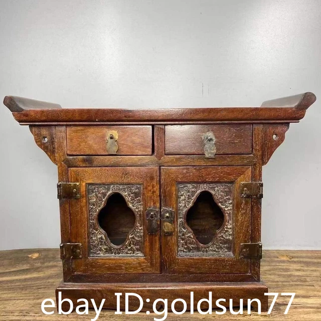 14.4”Collecting Chinese Exquisite handmade Huanghuali Wood strip Cabinet