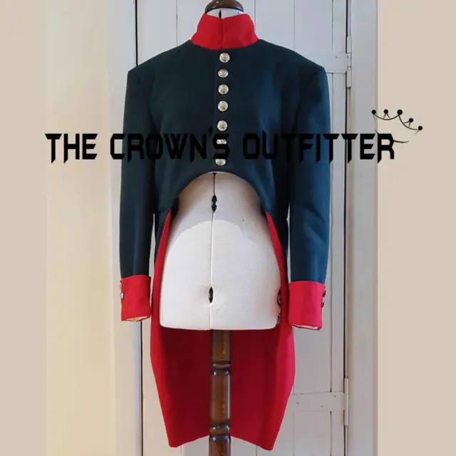 New Men's Navy Blue & Red 18th Century style Revolutionary dragoon coat military