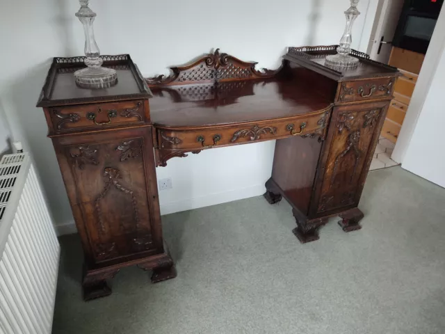 Antique Pedestal Sideboard. George III style. Beautiful detail.