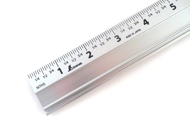 Shinwa 12" Extruded Aluminum Cutting Rule Ruler Gauge with Non Slip Rubber Backi
