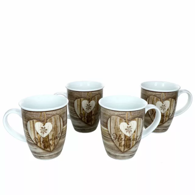 4er Set Herz Chalet Kaffeebecher Henkel Porzellan-Trinkbecher Tasse Ritzenhoff