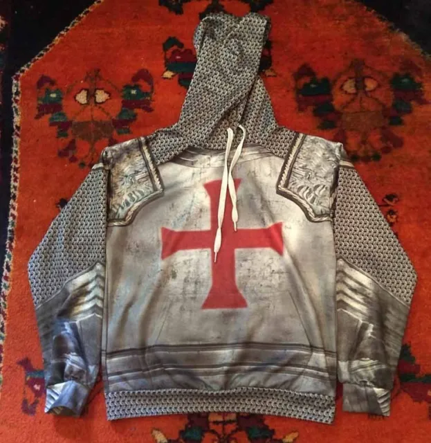 Knights TEMPLAR Hoodie lightweight Polyester chainmail cosplay Medieval Medium
