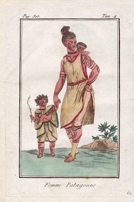 Patagonia Patagonia South America costume traditional costumes engraving copperplate 1780