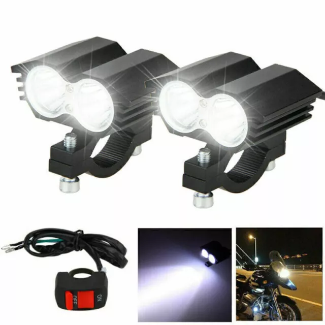 2x LED Motorrad ATV Scheinwerfer Zusatzscheinwerfer Fernlicht Lampe w/ Scha G0C8