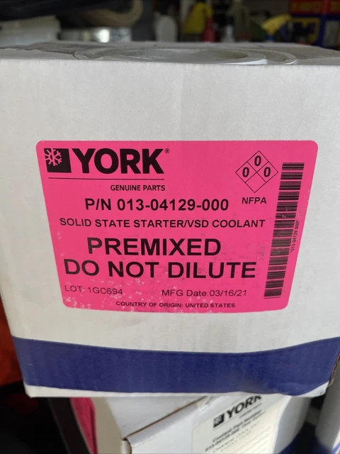 York Starter Coolant.   4 Available           P/N  013-04129-000