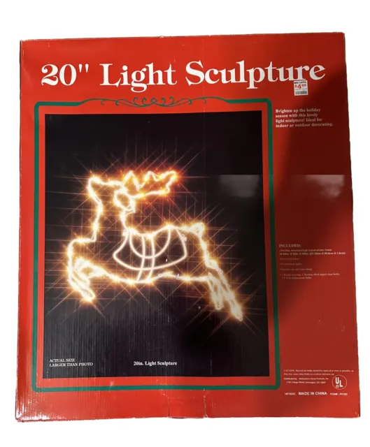 Christmas Reindeer  20" Light Up Window Silhouette Display With Box
