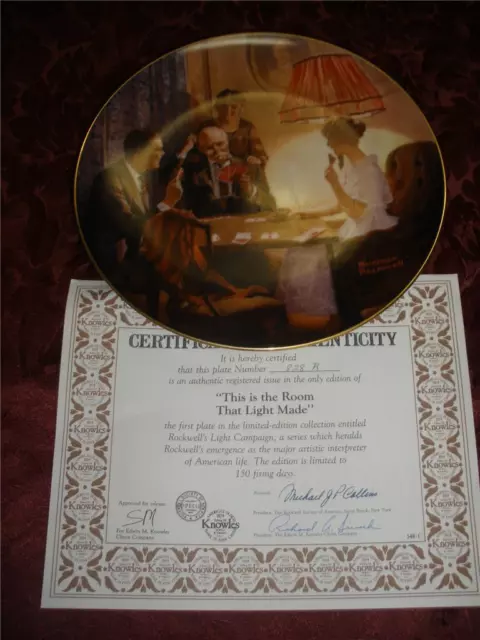 COLLECTABLE PLATE by NORMAN ROCKWELL "THIS IS THE ROOM THAT LIGHT MADE"