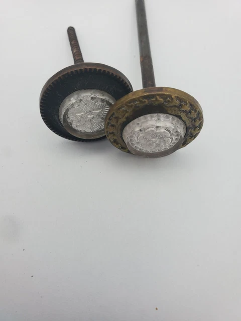 Antique Set of White Decorative Victorian Picture Hanging Nail, Brass Glass