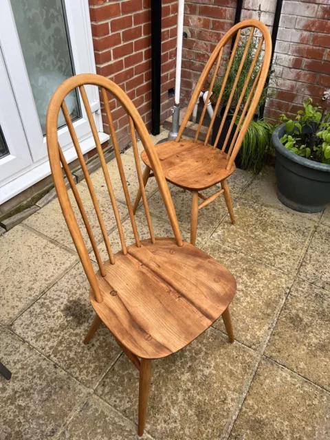 2 Ercol Number 365 Windsor Quaker Bow Back Dining Chairs Light FREE UK Delivery