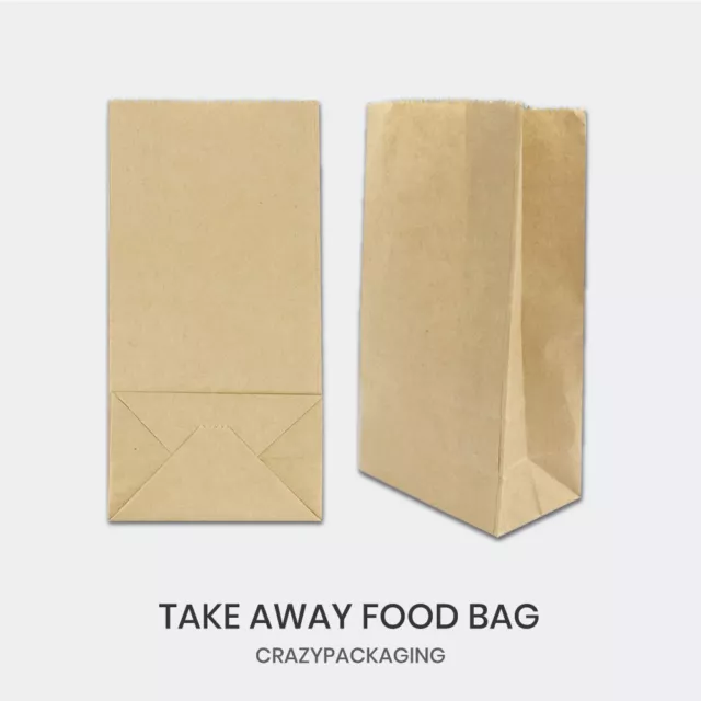 Kraft Brown Take Away Paper Bags Grocery Market Party Gift Craft Food Cake Bag