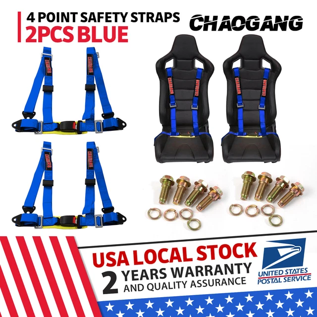 2x UNIVERSAL BLUE 4 POINT BUCKLE QUICK RELEASE RACING SEAT BELT HARNESS Nylon US 2x UNIVERSAL BLUE 4 POINT BUCKLE QUICK RELEASE RACING SEAT BELT HARNESS Nylon US