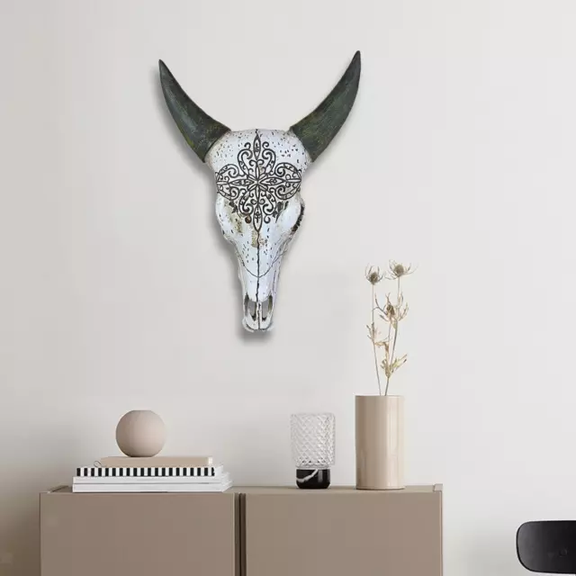 Bull Head Sculpture Ox Head Skull Statue Wall Hanging Art Wall Plaque Ornament