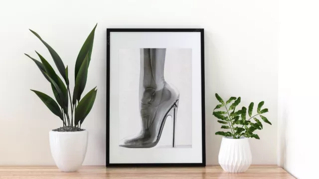 A4 Black White X Ray Foot High Heel  Music Film Art Retro Poster  Culture Print
