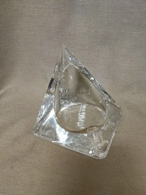 Large Nybro Crystal Glass Ice Pyramid Candle Holder Tord Kjellstrom Sweden MCM