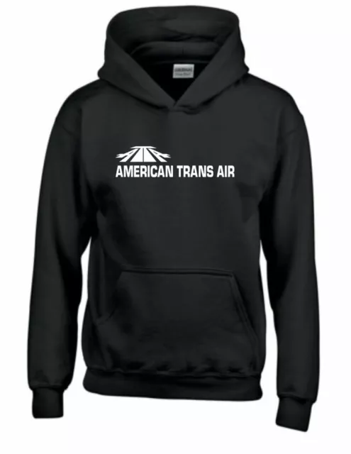 American Trans Air ATA Retro Hoodie US Airline  Black Hoodie Hooded Sweatshirt