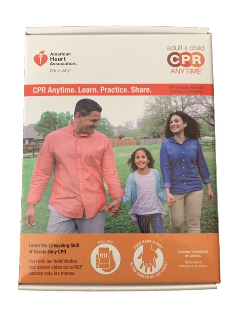 American Heart Association Adult-Child CPR Anytime English Spanish NEW Open Box