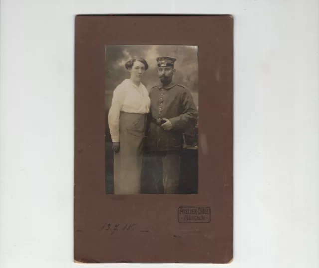 CAB Foto Soldat mit Frau - München 1915