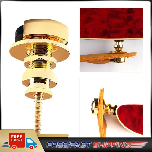 2 Pcs Guitar Strap Locks with Mounting Screws Security Strap Lock (Gold)