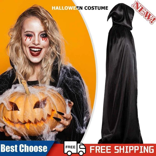 Mantello con cappuccio alla moda cosplay Death Cape divertente spaventoso per festa a tema terrore