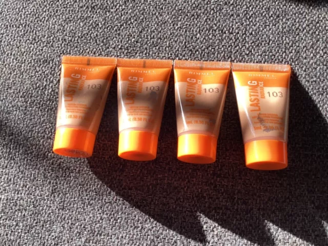 Rimmel Lasting Radiance 103 True Ivory Travel Size x 4, See Pictures.