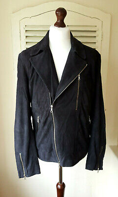 BNWT Paul Smith PS Dark Navy Perforated Suede Biker Jacket (Size: L) RRP £625