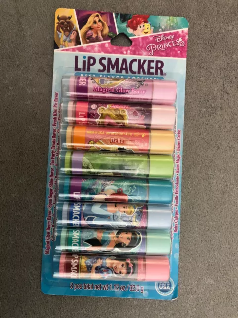 LiP SMACKER Lot of 8 Disney Princess Lip Balm Mixed Flavors Party Pack, New