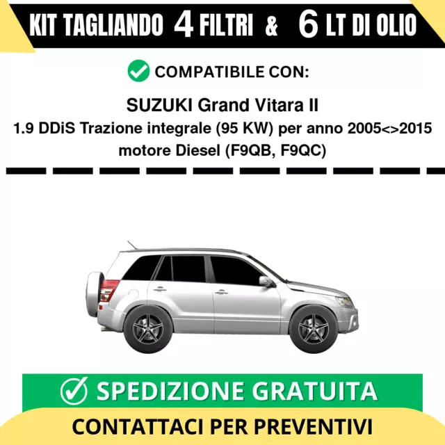 Tagliando per SUZUKI Grand Vitara II 1.9 DDiS Trazione integrale 95 kw - 6 Lt...