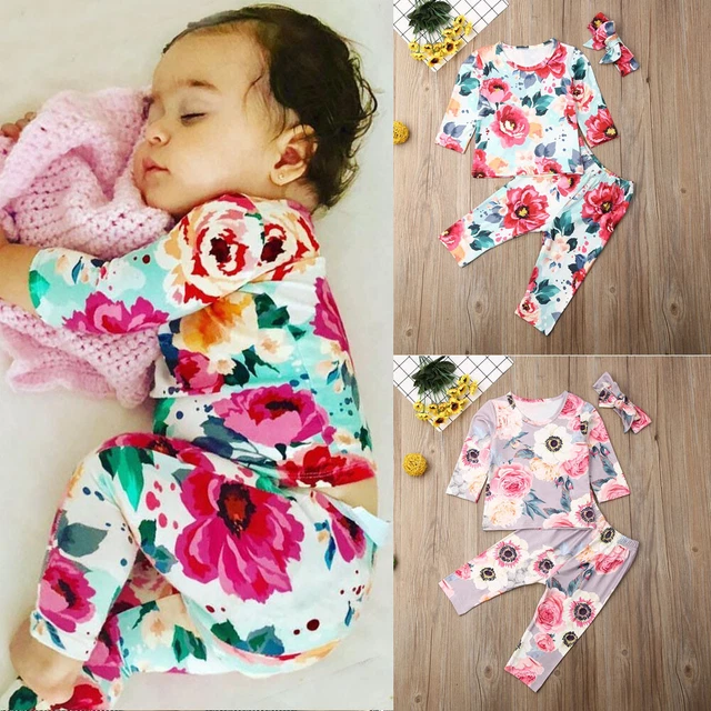 3 pz T-shirt bambina top + pantaloni pantaloni outfit set vestiti bambini cotone
