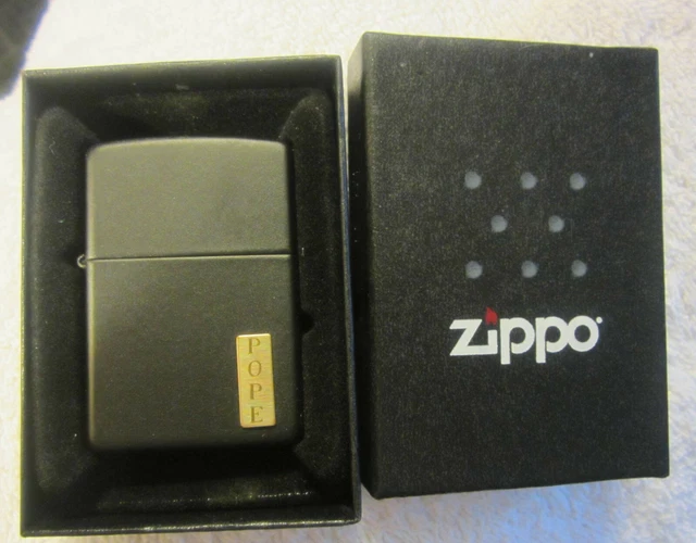 1 Unused Genuine Zippo classic black matte windproof Lighter ,Pope mono, in box