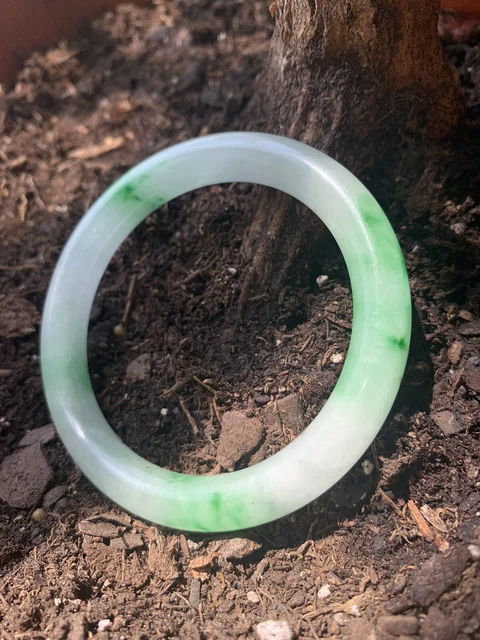 Hand-Carved Feicui( Ice Green ) Jade Bangle , Inner Size 2.2In.