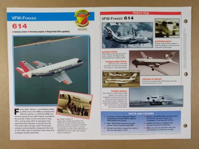 VFW-FOKKER 614 Airliner specs photos 1997 info sheet