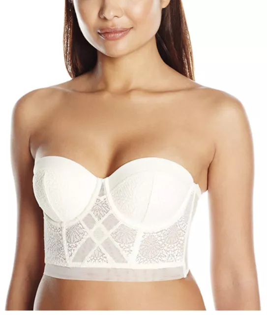 Calvin Klein Women's Ck Black-Endless Strapless Lift Longline Bra Ivory 34 B