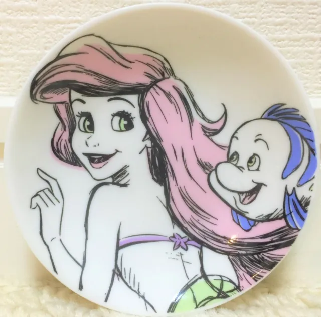 LAST Disney Princess Ariel Round Small Dish Plate Saucer Porcelain Mermaid JAPAN