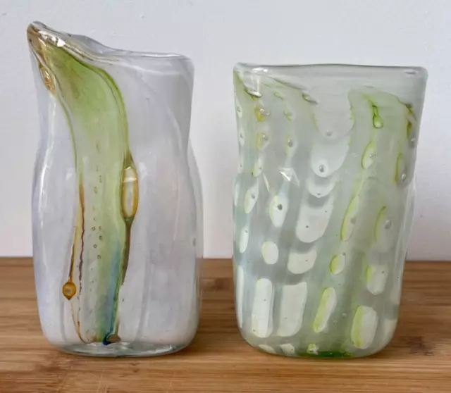 Signed John Walsh Australian Studio Glass Vases X 2