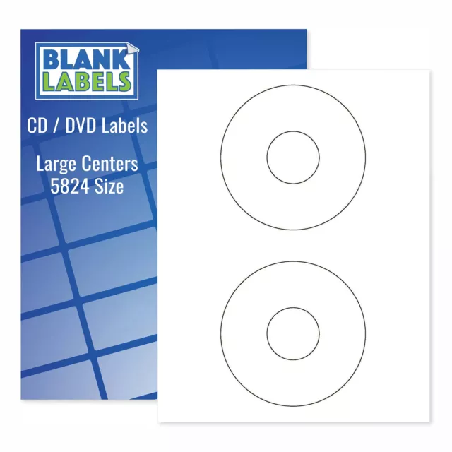 CD/DVD Labels, 5824 Template Compatible Permanent White Matte Inkjet and Lase...