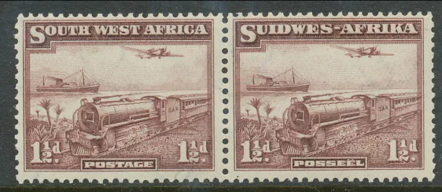 SOUTH WEST AFRICA 1937 11/2d PAIR MINT LIGHT HINGE TRAIN RAILWAY BIN PRICE £7.50