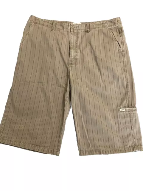 Vans Men's Size 36 Tan Brown Stripe Long Bermuda 100% Cotton Shorts Skater