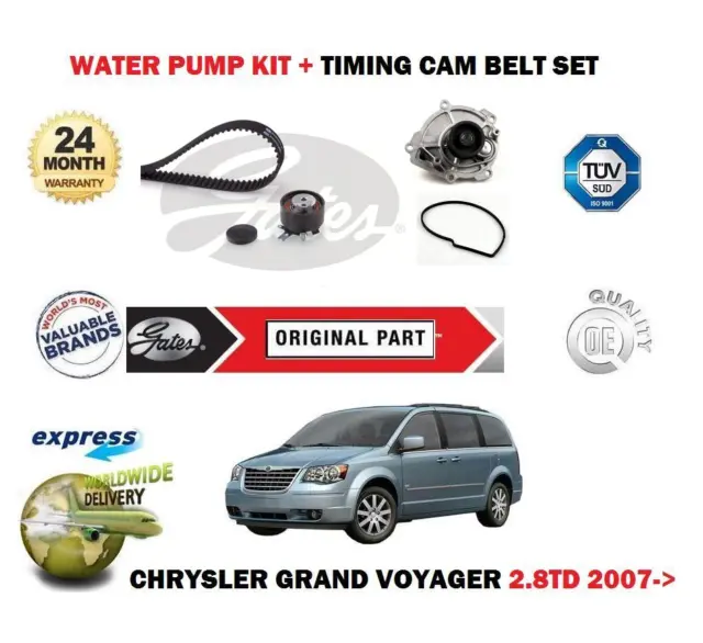 For Chrysler Grand Voyager 2.8Td 2007--> Timing Cam Belt Kit + Water Pump Kit