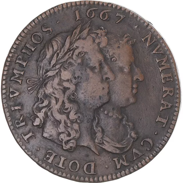 [#344787] France, Jeton, Louis XIV, États de Lille, 1667, TB+, Cuivre, Feuardent